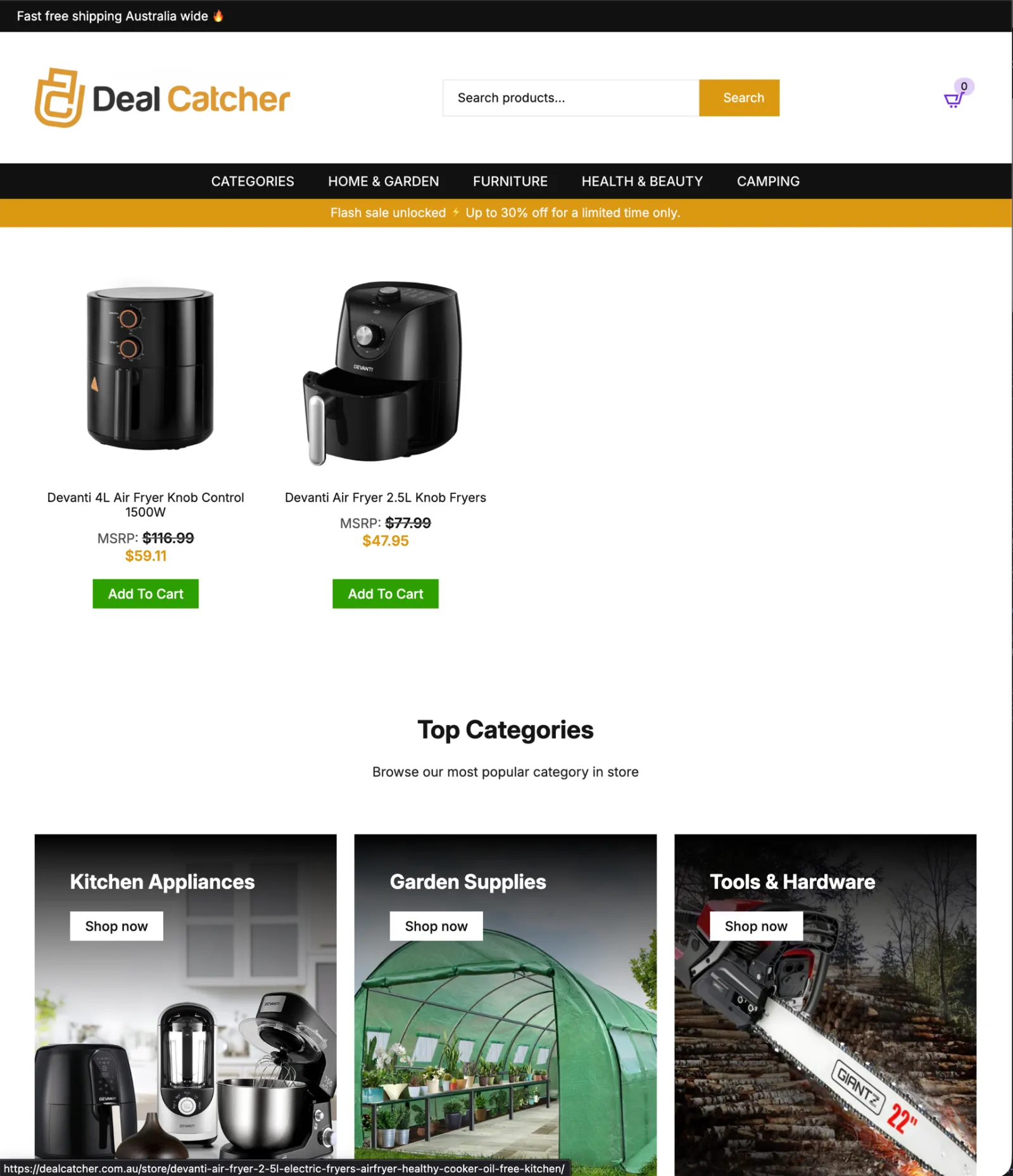 A marketplace storefront kept in sync by the integrations layer